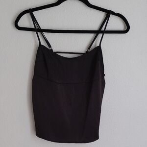 Urban Outfitters Womens Satin Black Strappy Cami Top Sz XS Coquette Layers